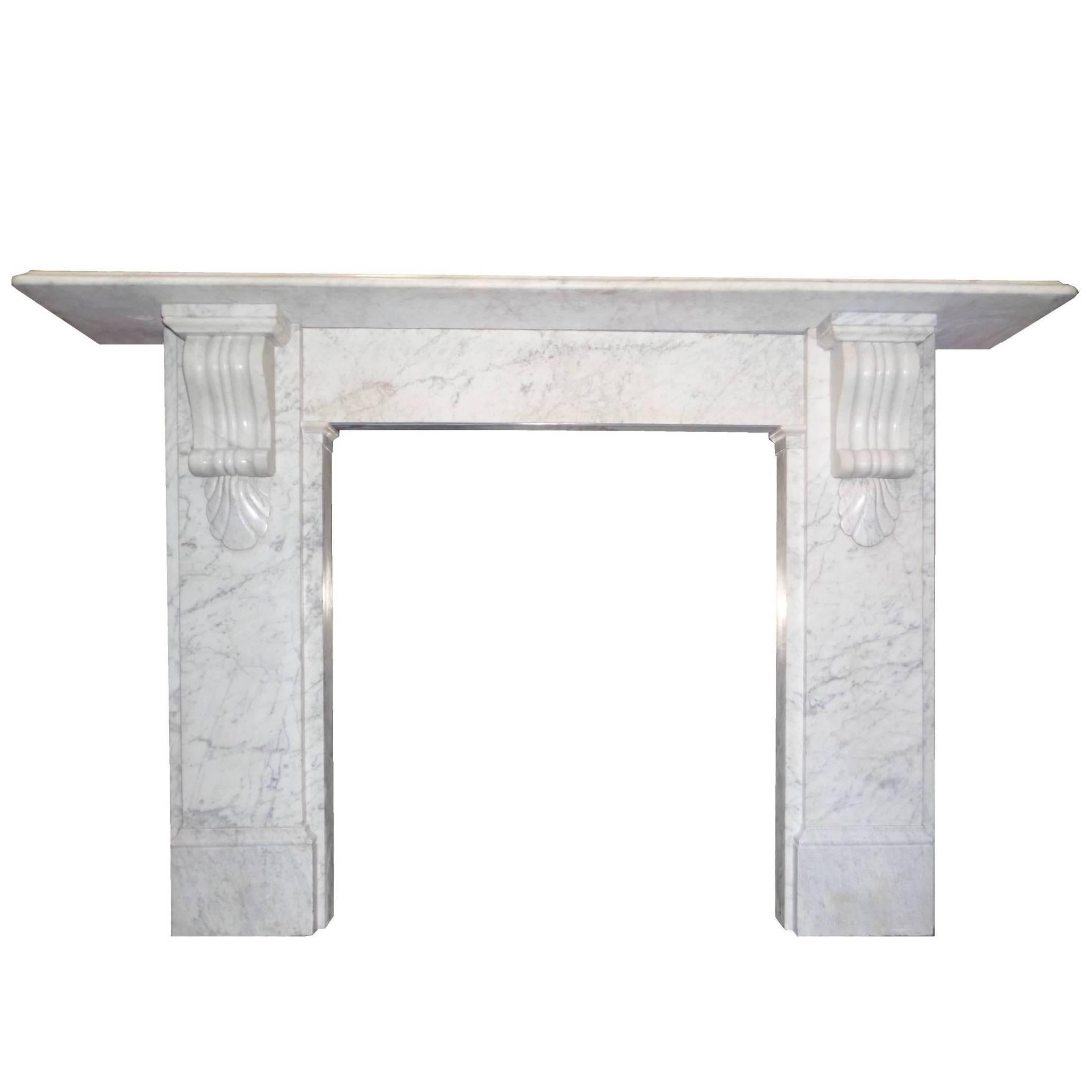 19th Century Victorian Carrara Marble Fireplace Chimneypiece For Sale