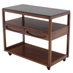 Three-Tier Walnut Serving Cart Server on Wheels