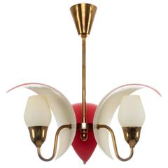 Red Moon Chandelier by Fog & Mørup, 1940s, Very Attractive Art Deco Light