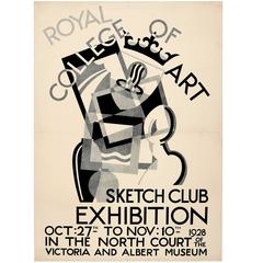 Original Royal College of Art Sketch Club Poster, 1928 Exhibition AT V&A Museum