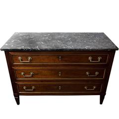 Handsome Original King Louis XVI Mahogany Brass Commode, 18th Century