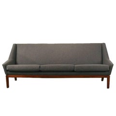 Vintage Danish Sofa in Wool Fabric with Rosewood Base