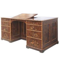 Antique Chinoiserie Desk / Library Table with Faux Bamboo Trim