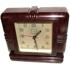Vintage Large French Art Deco Bakelite Mantle Clock by Jaz