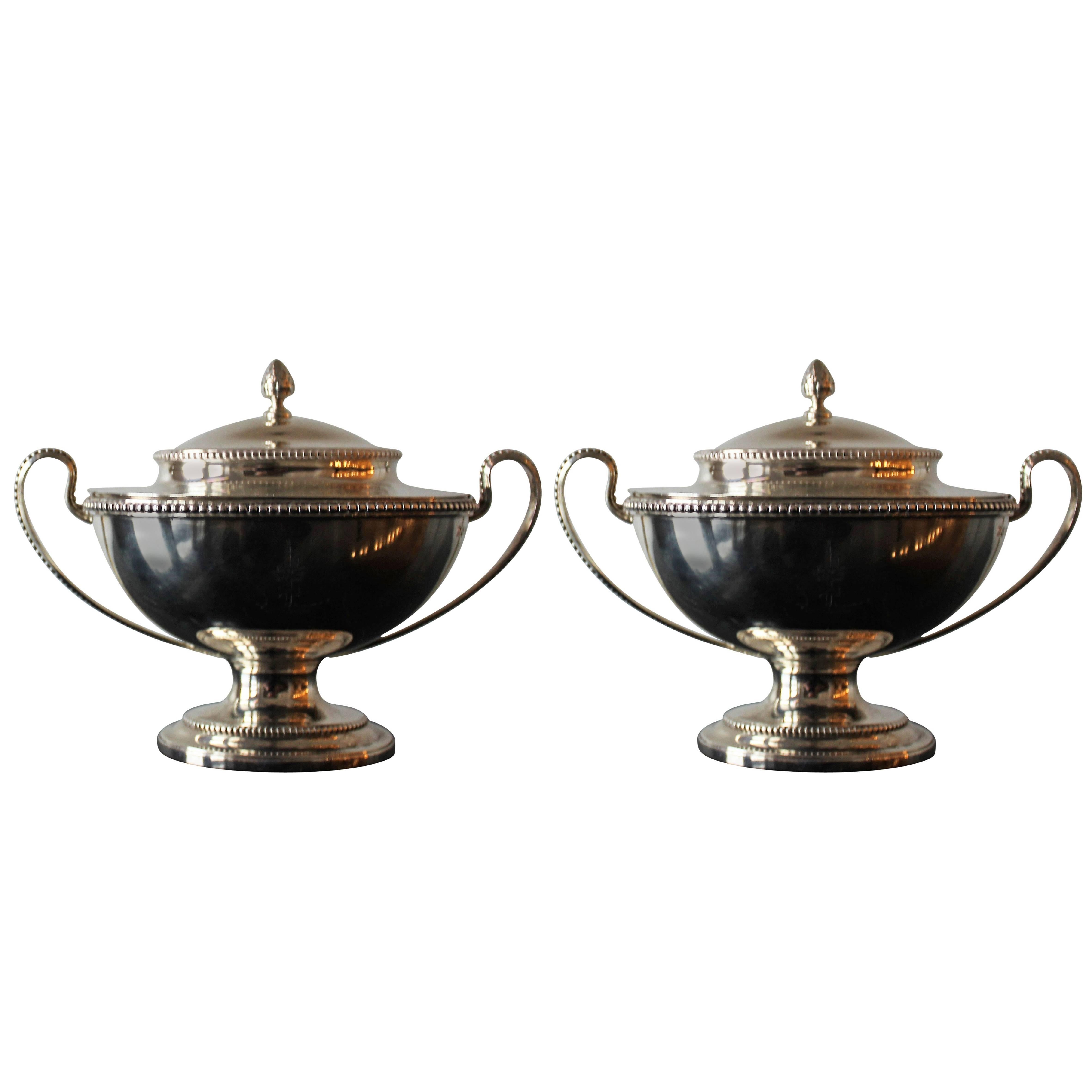 Pair of Augustin Le Sage George III Sterling Silver Tureens, 18th Century For Sale