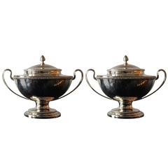 Pareja de soperas Augustin Le Sage de plata de ley de Jorge III, siglo XVIII
