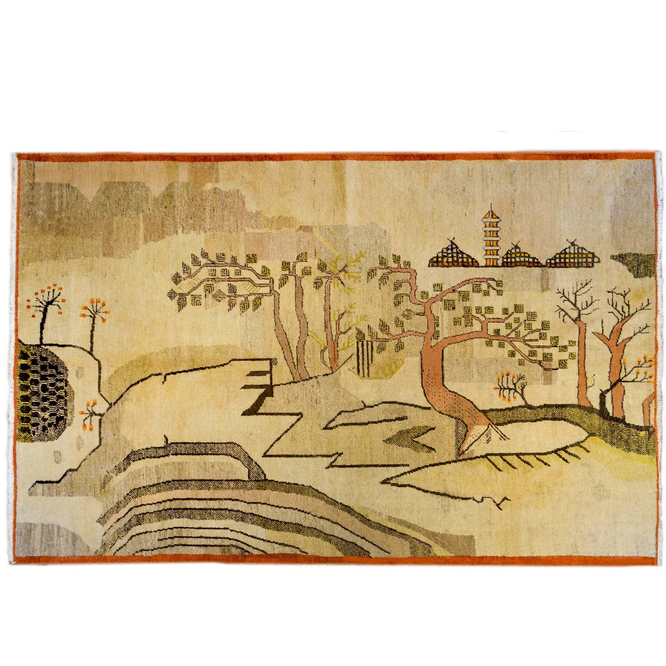 Bildender Samarkand-Teppich aus dem frühen 20. Jahrhundert