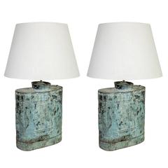 Set of Three Copper Naturally Oxidized Vessel Lamps Sold Individually 12