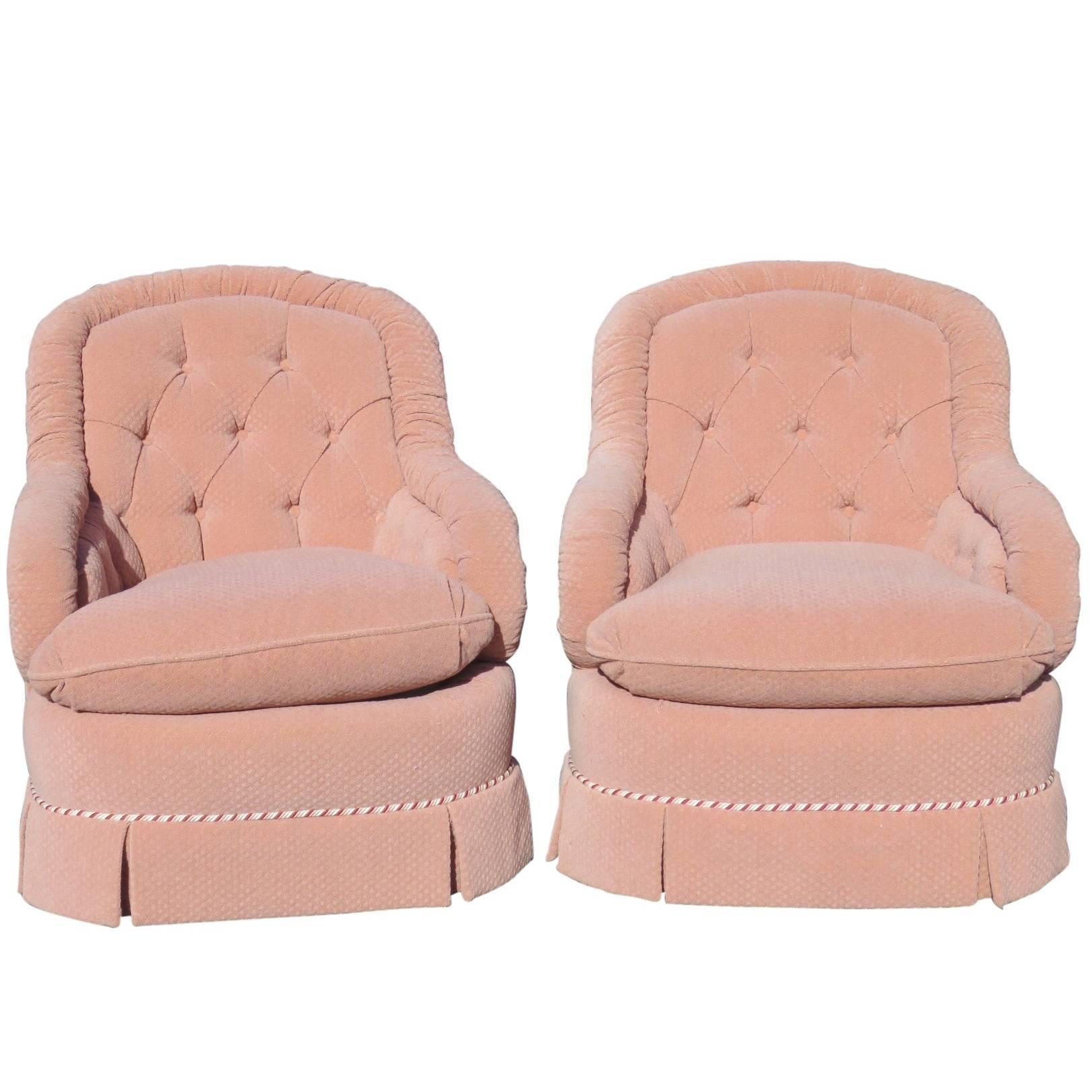 Pair of Baker Tufted Club Chairs