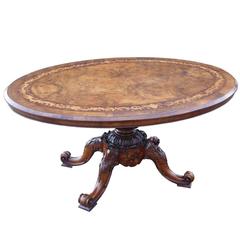 Victorian Burr Walnut Marquetry Table