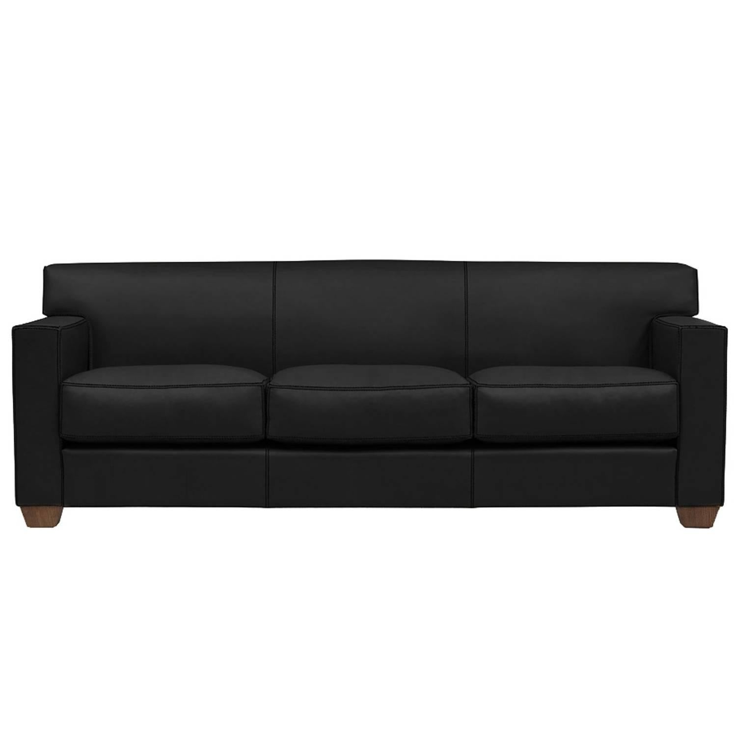 Jean-Michel Frank & Hermès, a Black Leather Sofa, 21st Century For Sale
