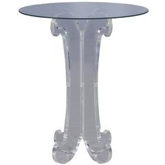Sculptural Vintage Glass and Lucite Round Side Table