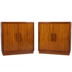 Pair of Compact Art Deco Sapele Wood Armoires