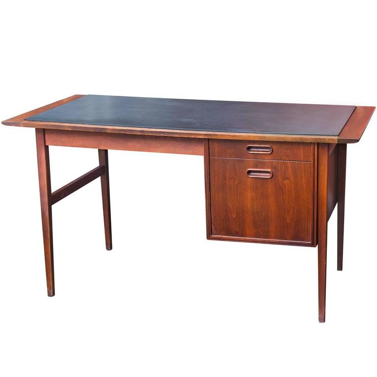 Danish Modern SlateTopped Teak Desk at 1stDibs