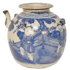 19th Century Chinese Blue and White Porcelain Tea Pot