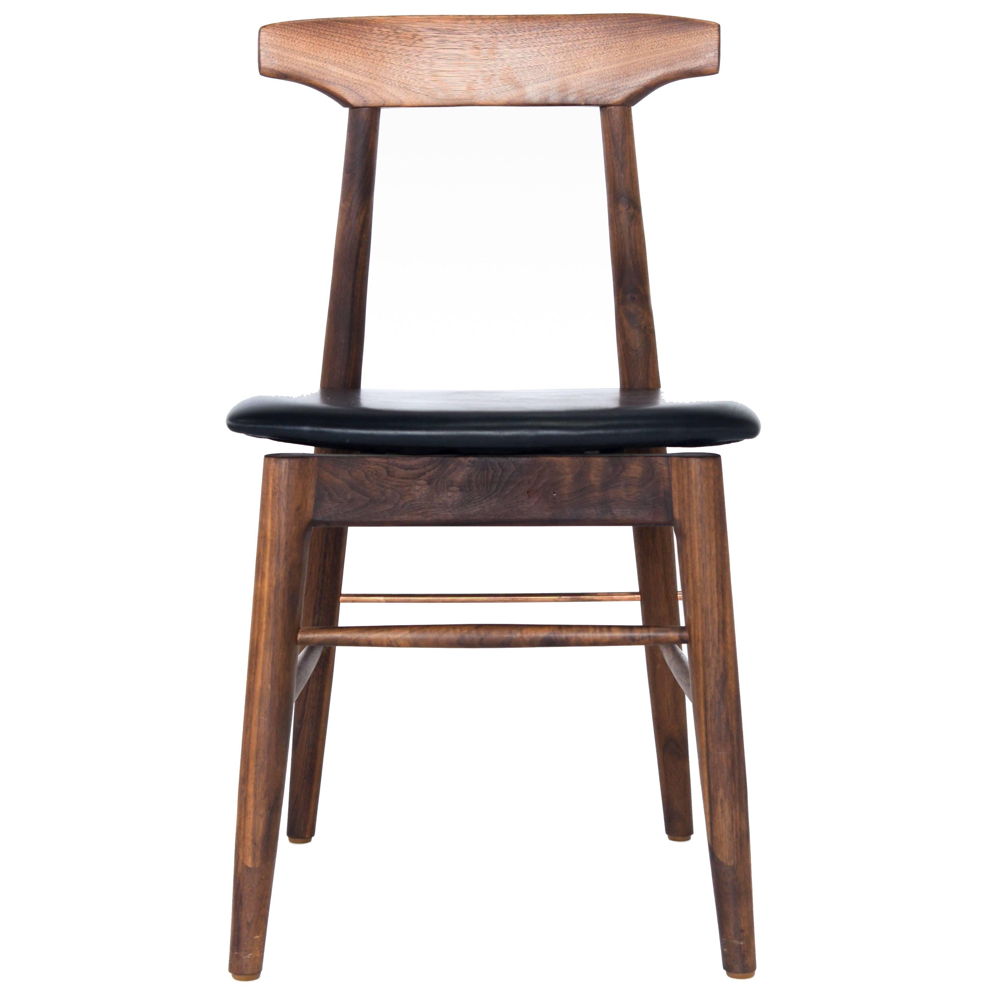 Walnut and Black Leather Sable Dining Chair