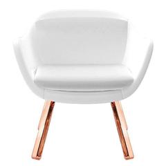 European Modern Velvet and Copper Amber Dining Chair with Armrests