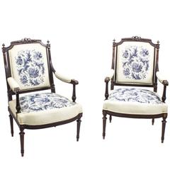 Antique Pair of French Rosewood Armchairs, circa 1880