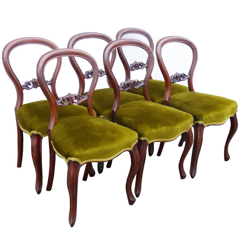 Set of Six Victorian Mahogany Dining Chairs For Sale at 1stDibs