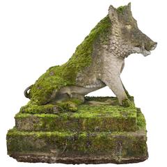 Large Late 20th Century Composition Stone Boar