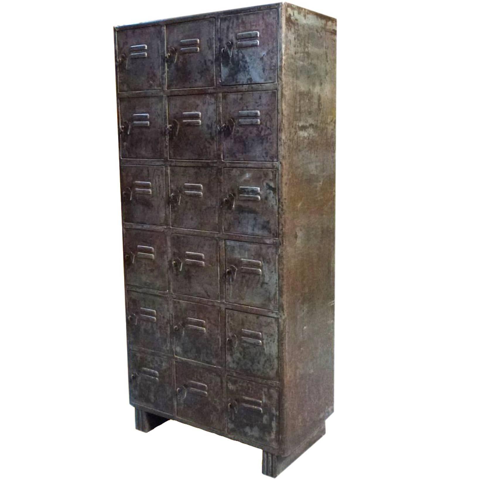 18-Drawers Iron Industrial Cabinet For Sale