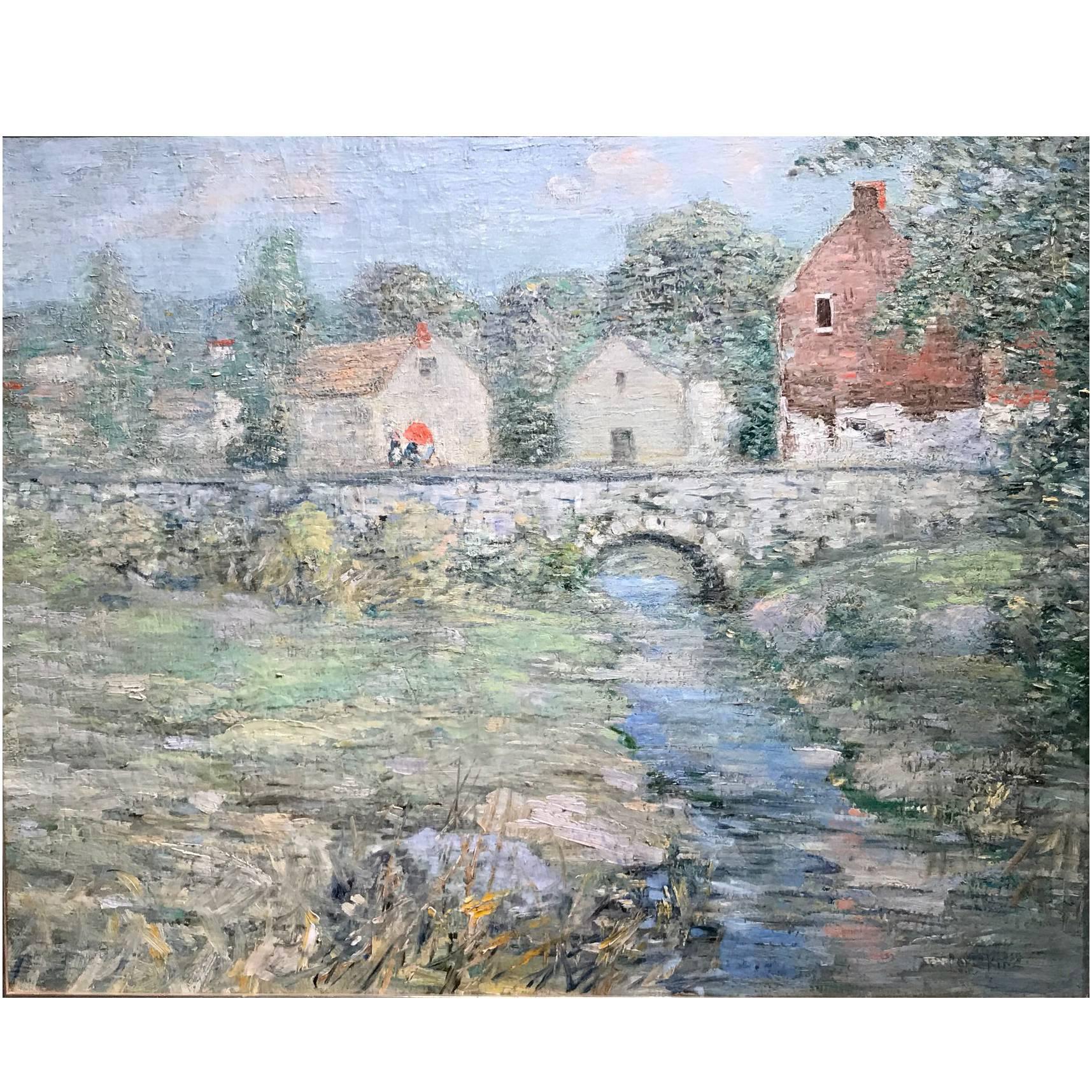 Paul Bernard King Pennsylvania Impressionist Oil Painting, Artists Bridge