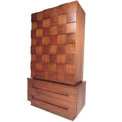 Mid-Century Modern Sculpted Front Armoire in the Style of Paul Evans