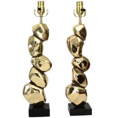 Pair of French Sculptural Bronze Table Lamps by Michel Jaubert 1