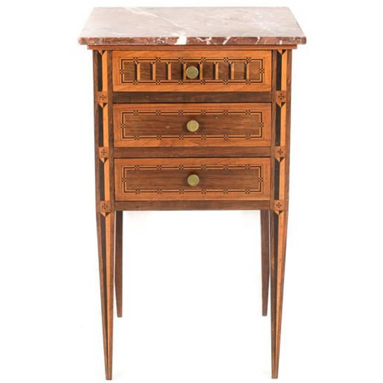 Antique Italian Inlaid Marble-Top Nightstand Circa 1910