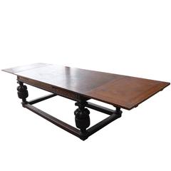Antique Large 19th Century Refectory Draw Leaf Table