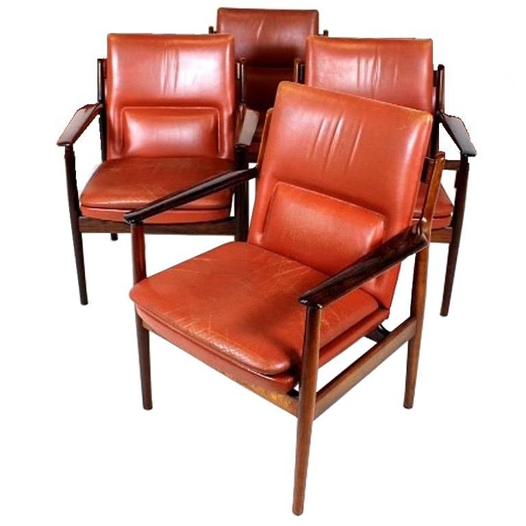Set of Four (4) Armchairs Model 431 Arne Vodder for Sibast Furniture in Denmark For Sale