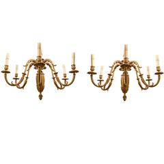 Pair of Early 20th Century French Bronze Chandeliers 5
