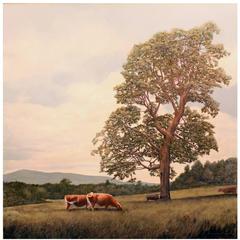 Erick Ingraham Oil Painting of a NH Landscape with Cows, Pastoral Monadnock 10