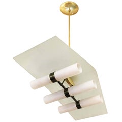Brass and Glass “Casa” Chandelier by Stilnovo, Italy, 1960s 11