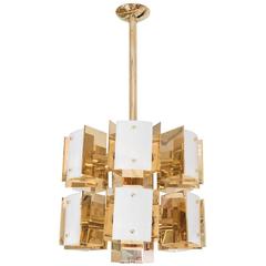 Cylindrical Two-Tiered Brass Chandelier 10