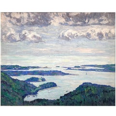 Allen Tucker Coastal Landscape Oil Painting, “Mount Desert Island Maine, 1914"
