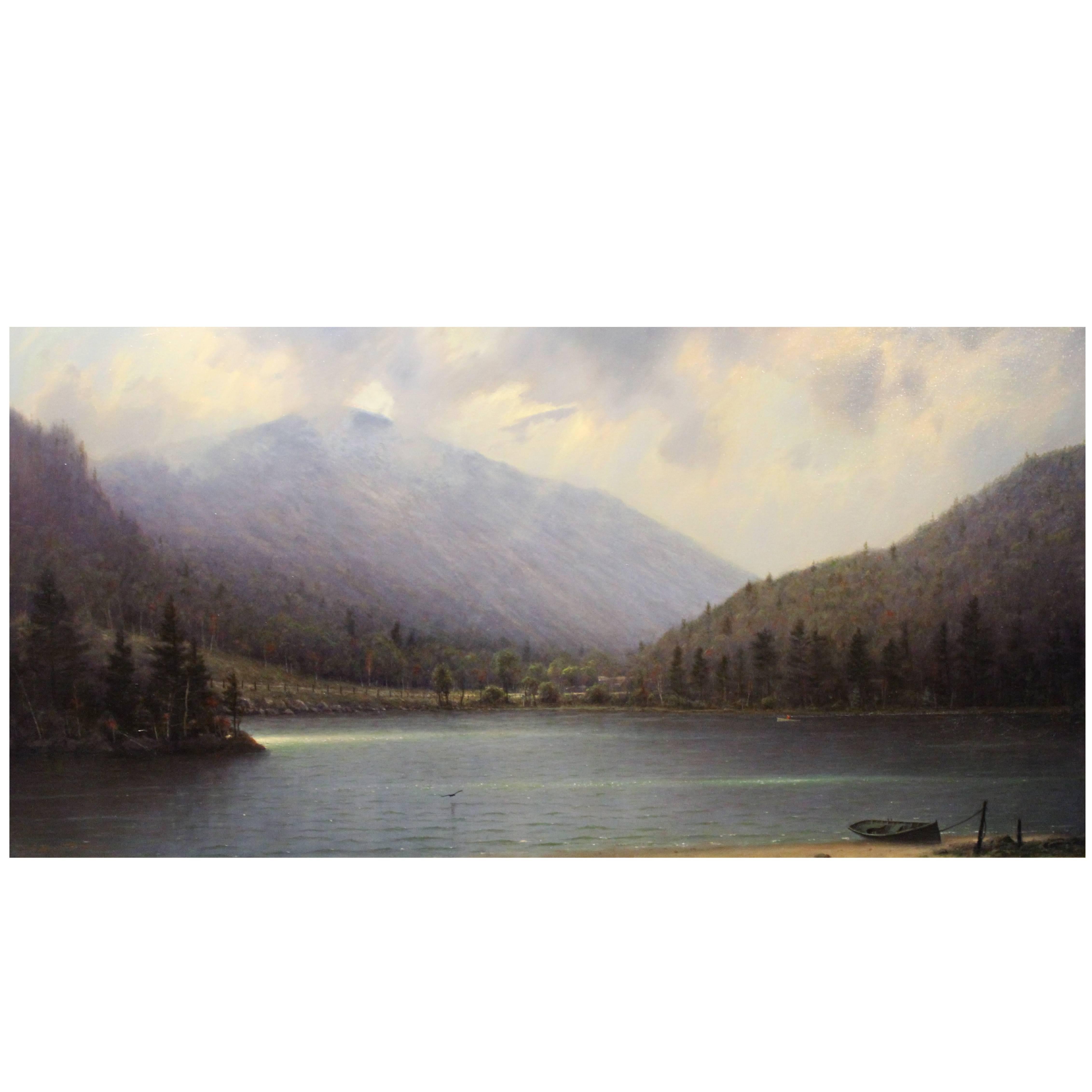 William R. Davis Oil Painting Clearing Storm, Echo Lake, Franconia, NH