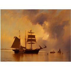 William R. Davis Marine Oil Painting, Passing Showers