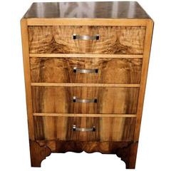 English, 1930s, Art Deco Chest of Four Drawers in Figured Walnut 3