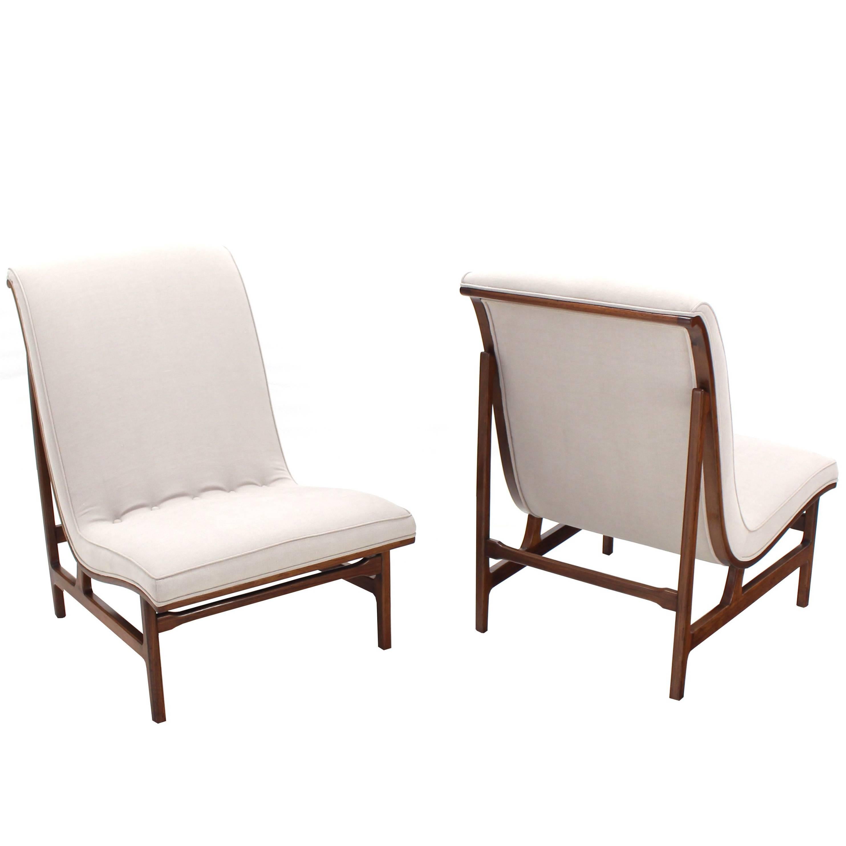 Pair of Large Lounge Chairs New Upholstery