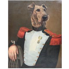 Zoomorphic Painting of a Terrier "Major Poliakoff" by Thierry Poncelet