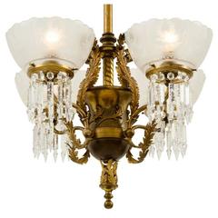 Antique Remarkable Early Electric Empire Chandelier, circa 1890s