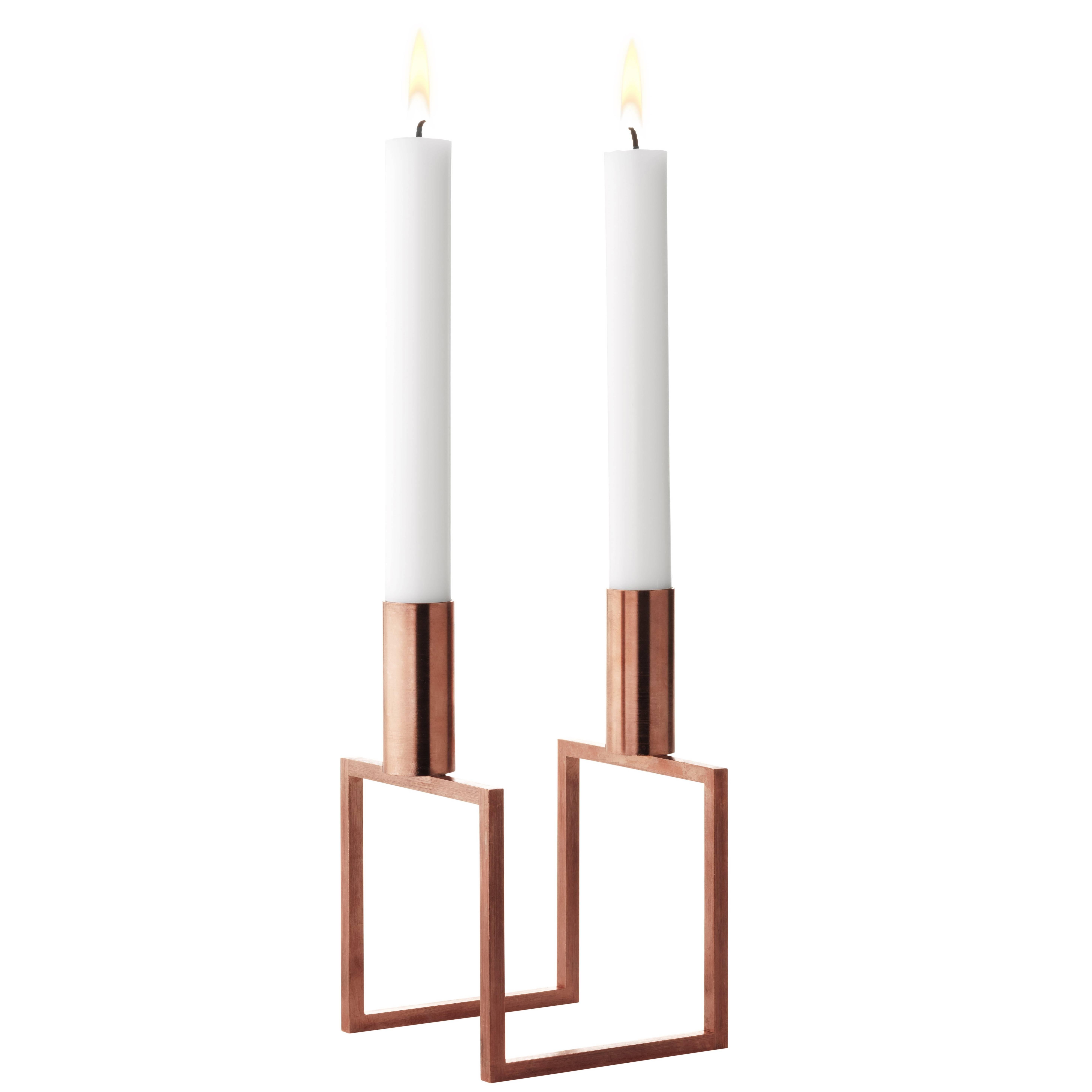 Line Two Candleholder in Copper by Mogens Lassen For Sale