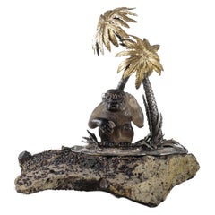 Sterling Silver and Carved Smoky Quartz Ape Sculpture by Gianmaria Buccellati