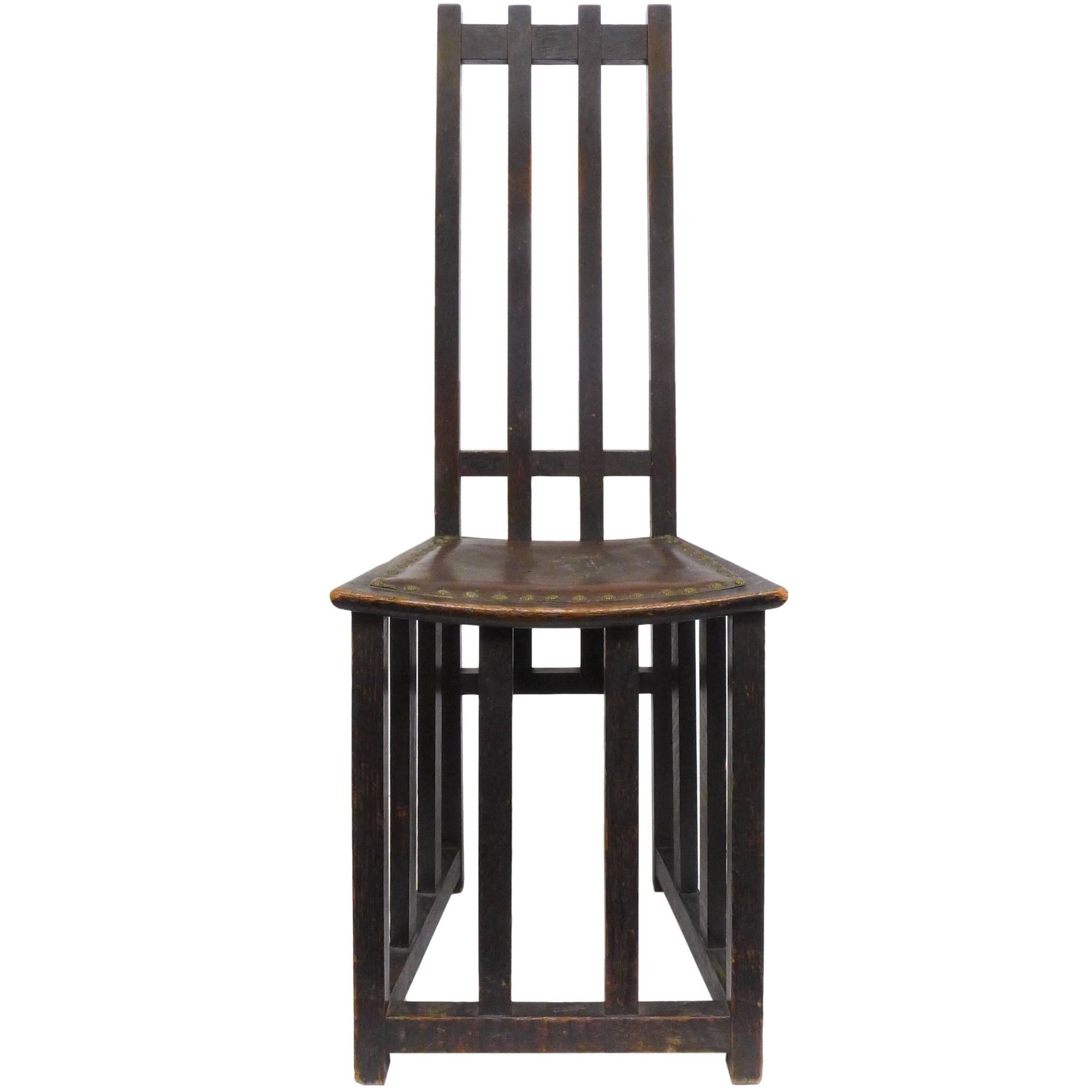 Arts & Crafts Wood High Back Chair