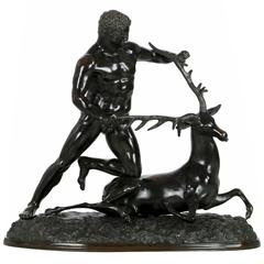 Grande sculpture en bronze du Grand Tour d'Italie "Hercule & Cerynitis":: par Chiurazzi