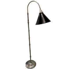 Nickel Bamboo Chinoiserie Reading or Floor Lamp