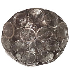 Set of Nickel-Plated Light Fixtures with Glass Insets, Sold Individually