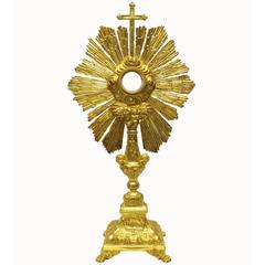 Antique 19th Century French Gilt Silver Monstrance