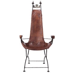 Antique Francois Thevenin Wrought Iron Throne Chair, 1990s